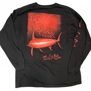 Salt Life Swordfish Graphic Black Long Sleeve Shirt Men's Size L